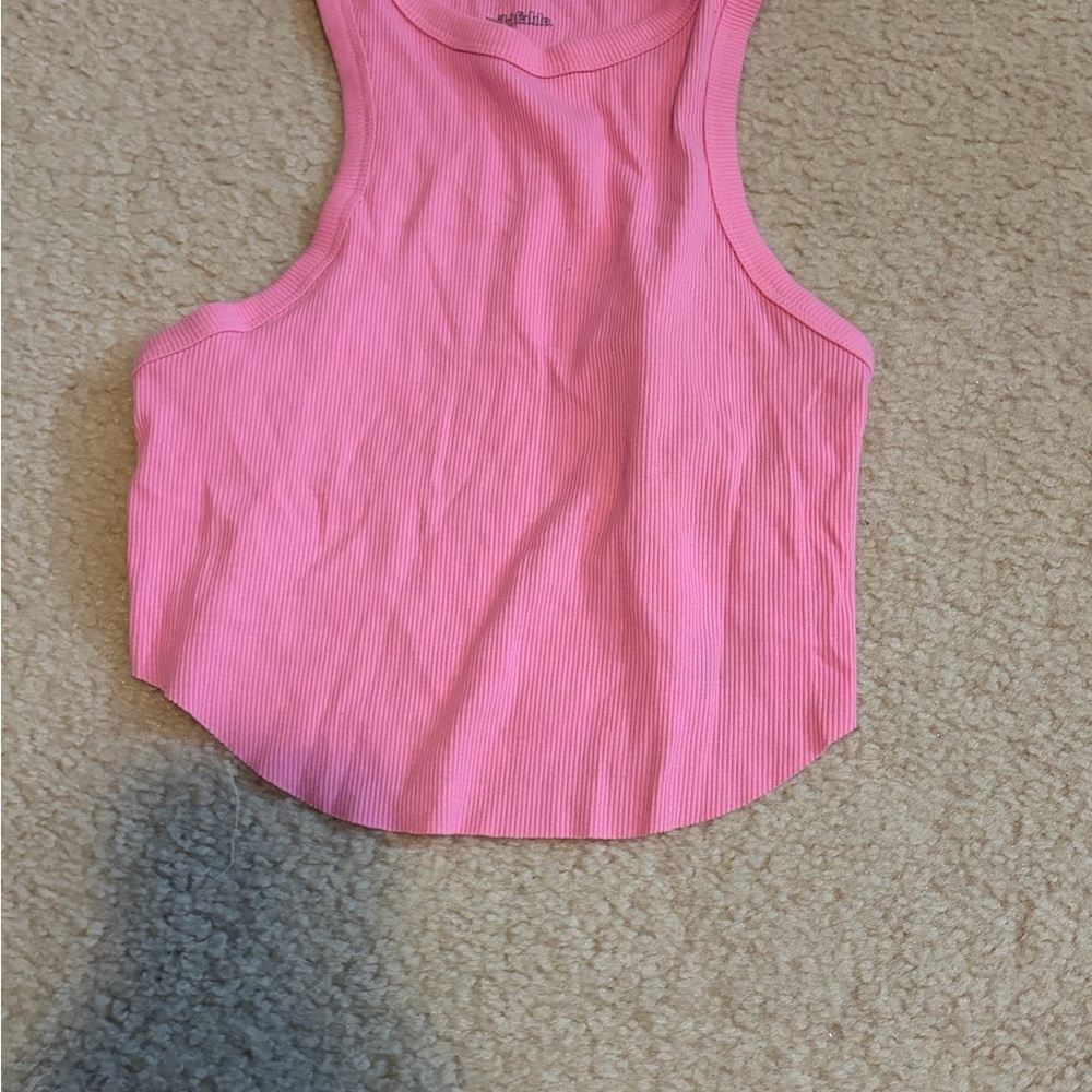 Pink Ribbed Women's Tank Top